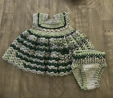 Handmade crochet baby dress/diaper cover set 3/6 month