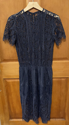 Stylestalker Revolve Navy Blue Lace Sheer Midi Dress Womens Medium M NWT |  eBay