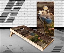 Bear Elk Wilderness Woods Cornhole Boards Bean Bag Toss Game