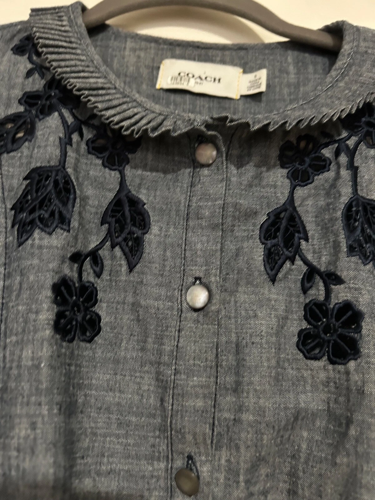 Abito Coach Chambray corto prateria taglia 6 estivo casual comodo volant