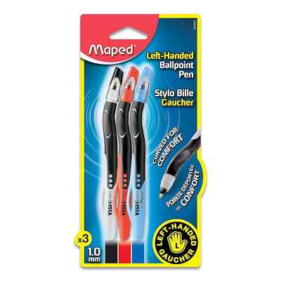 Maped - Visio Left-Handed Quick-Drying Ballpoint Pen - 3 Pack - Left Handed