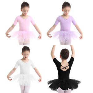 Kids Girls Ballet Leotard Tutu Skirt Gymnastics Dancewear Fairy Dancing Costume