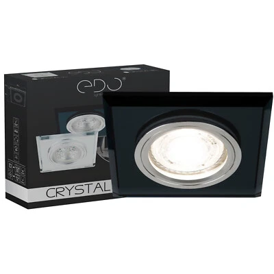 EDO SOLUTIONS Spot encastrable en verre CRYSTAL | Noir | GU10 | IP20 | Carré EDO LOT DE 6