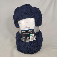 Mainstays Cozy Plush Throw Blanket 50" x 60" Dark Blue Navy NEW