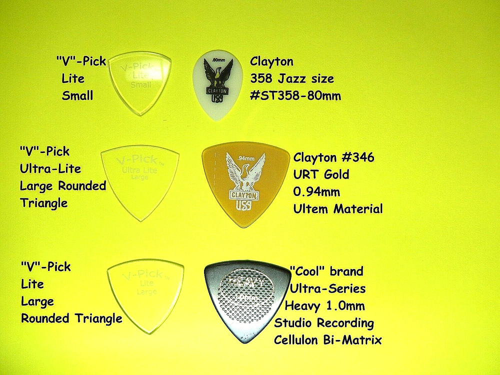 V Picks Guitar Picks, Rounded Triangle Pick 3-pick SET