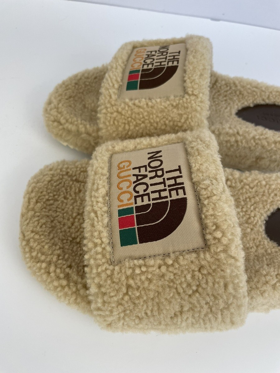 GUCCI X THE NORTH FACE 679948 Shearling Slides Sandals