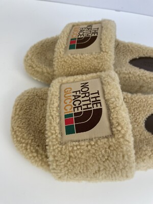 GUCCI X THE NORTH FACE 679948 Shearling Slides Sandals