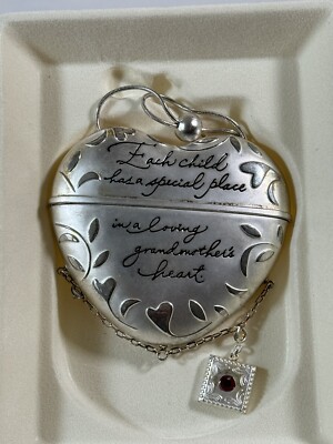 Hallmark Boxed Metal Heart Shaped Ornament ''Each child ....grandmother's heart''