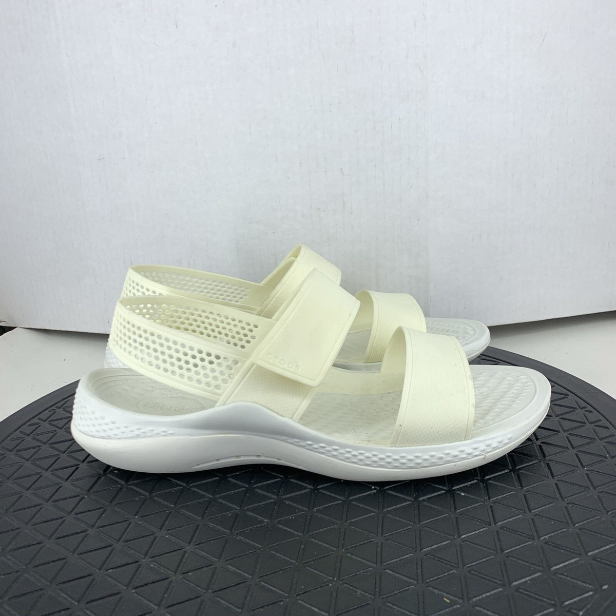 Crocs Sandals Women Size LiteRide 360 Shoes Flip Flops White Cream Rubber