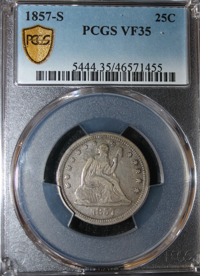 1857-S VF35 Seated Liberty Quarter, PCGS 46571455 - Image 4 of 4