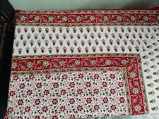 Green Blue Hand Block Printed Cotton Dining Rectangle Table cloth With Napkins