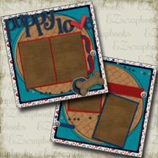 Puppy Love Blue - Dog - 2 Premade Scrapbook Pages - EZ Layout 4312