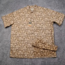 Cooke Street Hawaiian Shirt Mens 2XL Brown Reverse Print Palms Pineapples NWT