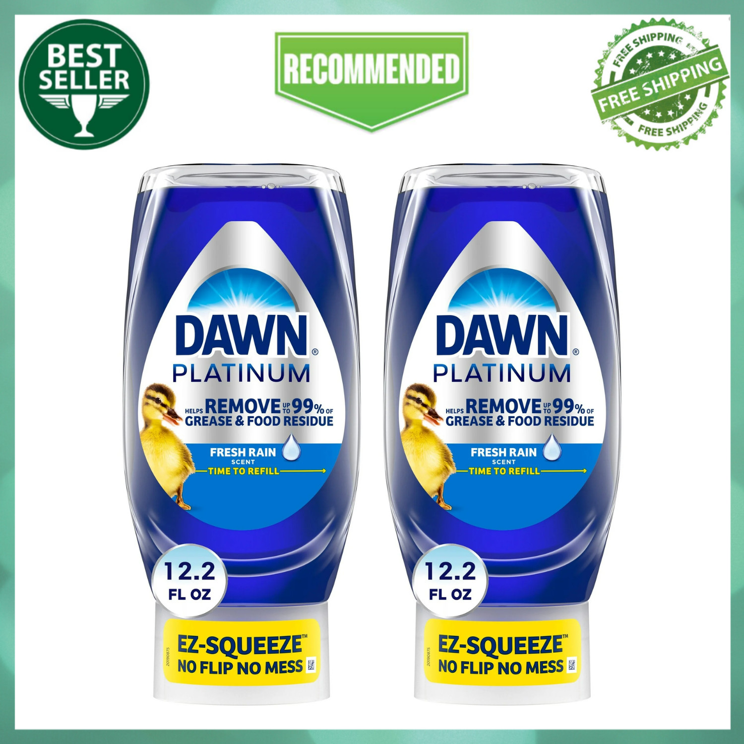 (2 Pack) Dawn EZ-Squeeze Platinum Dishwashing Liquid Dish Soap, 12.2 fl oz