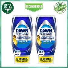 (2 Pack) Dawn EZ-Squeeze Platinum Dishwashing Liquid Dish Soap, 12.2 fl oz