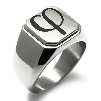 Stainless Steel Golden Ratio Math Symbol Mens Square Biker Style Signet Ring
