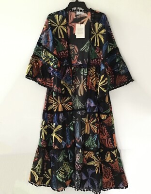 Charo Ruiz Ibiza Leonora Multicolor Caftan Beach Coverup Open Maxi Dress  Med NWT | eBay