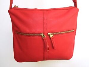Fossil Long Live Vintage Bright Red Leather Crossbody Bag Purse 12&quot; x 11&quot; | eBay