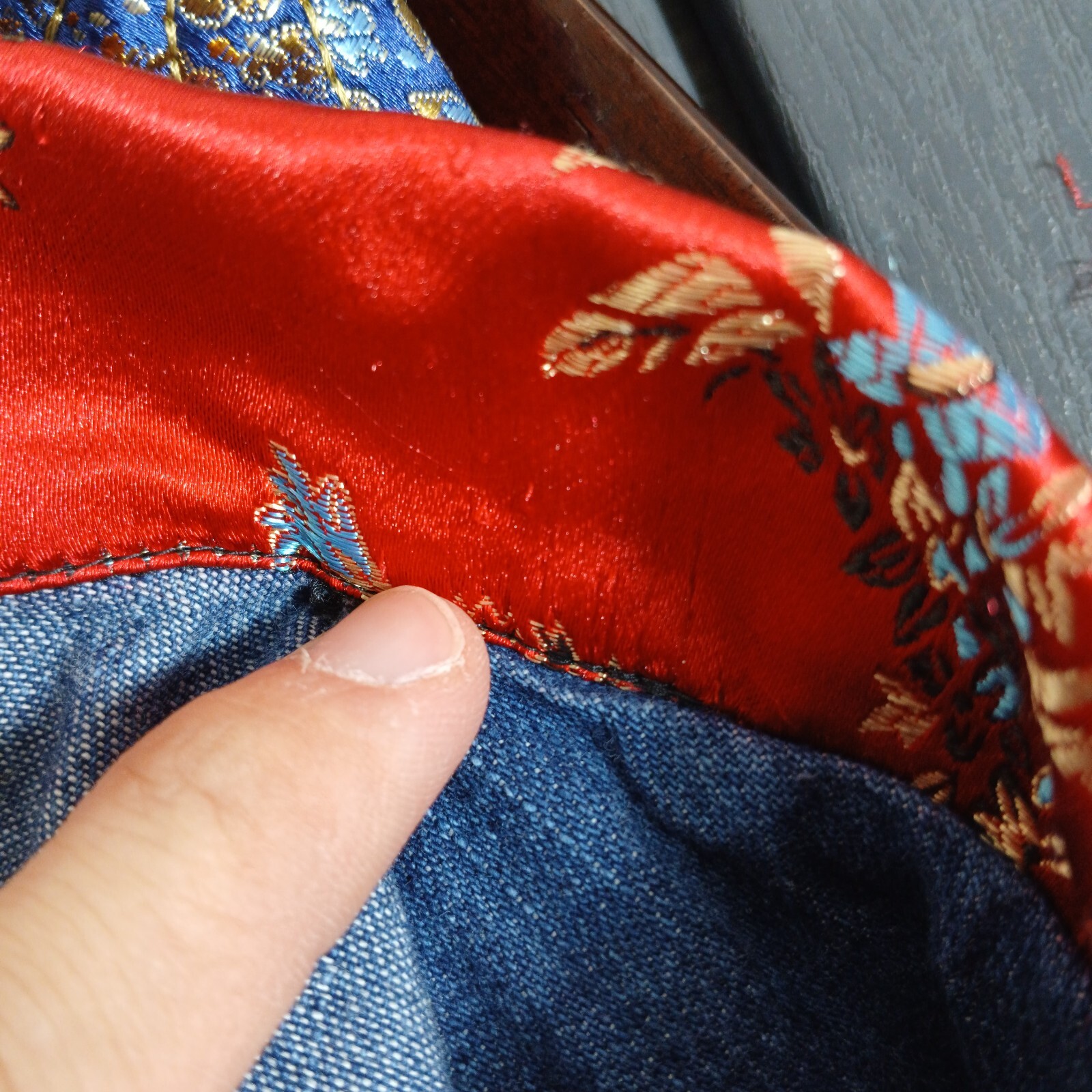 CHICOS Design Patchwork Denim Jean Jacket Coat Em… - image 13