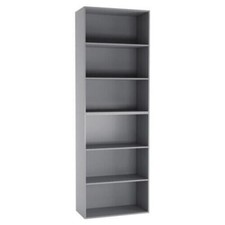 Grey 6 Tier Wide Deep Book Shelf Bookcase Display Storage Living Dining Room