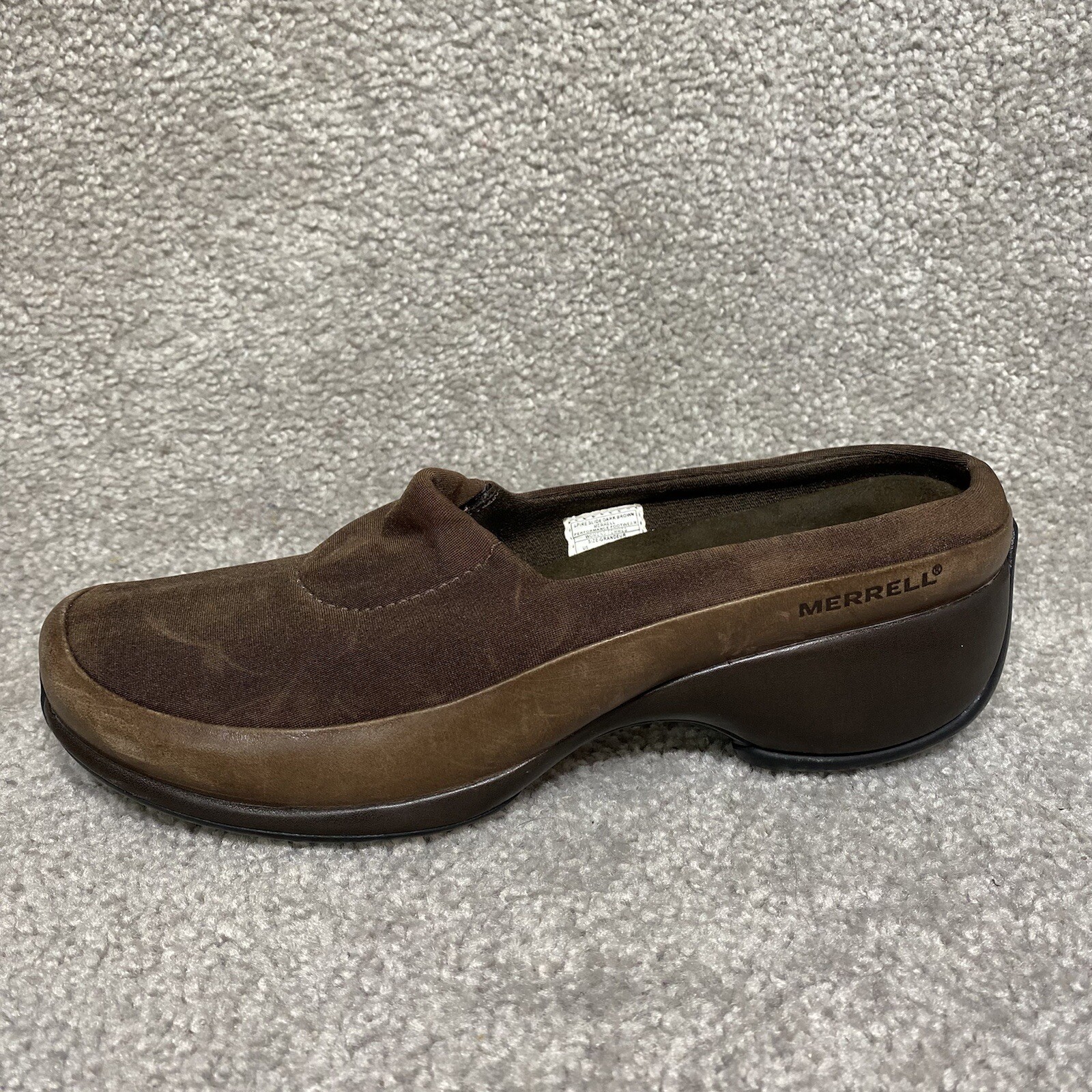 Scarpe Merrell marrone scuro guglia elasticizzate finte performance pelle donna taglia 8