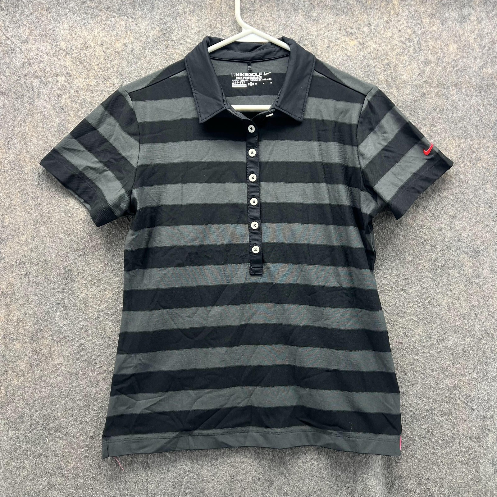 Nike Dri-FIT Women's Medium Black Striped Golf Polo Shirt-image