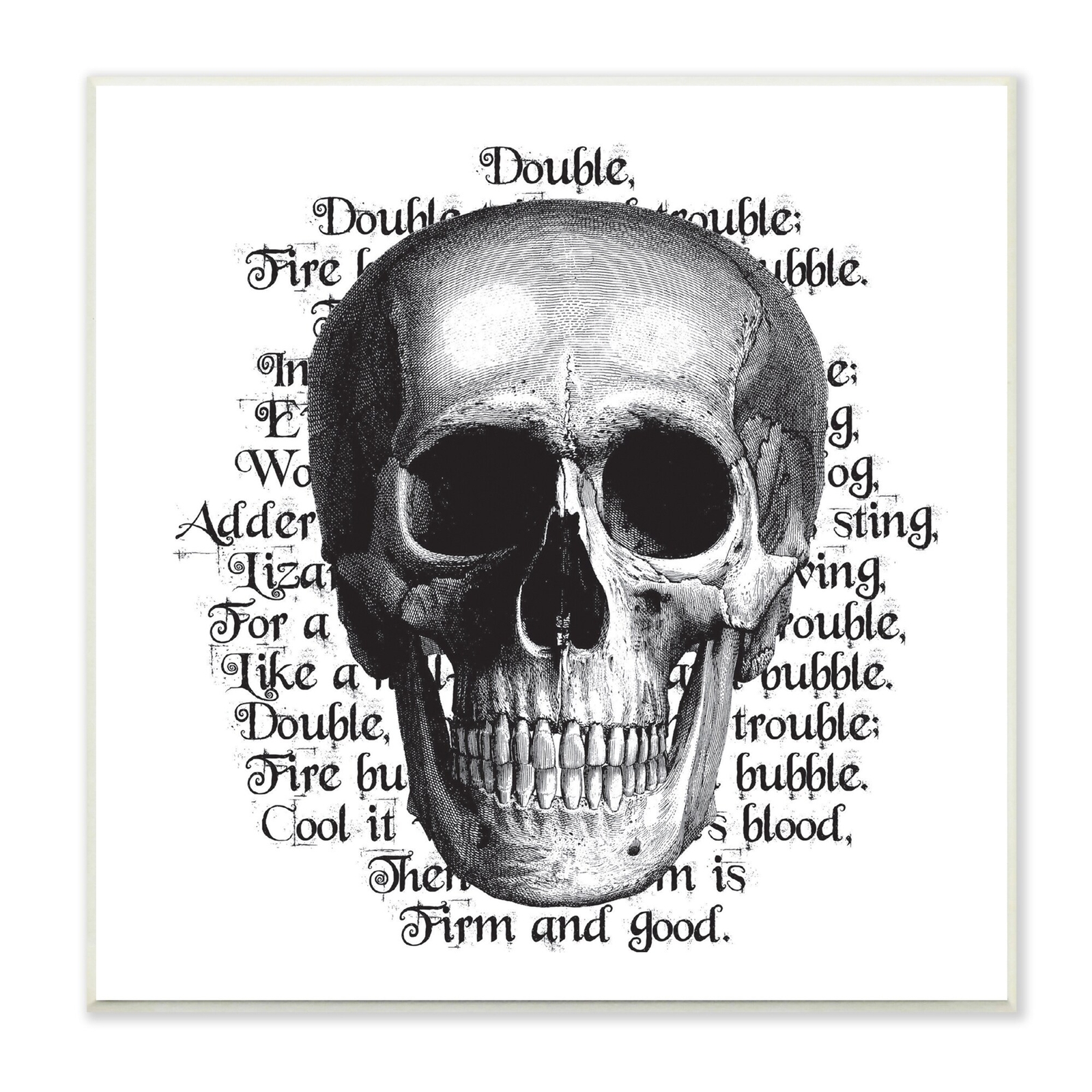Stupell Spooky Skull Layered Vintage Script Hex Text  Wood