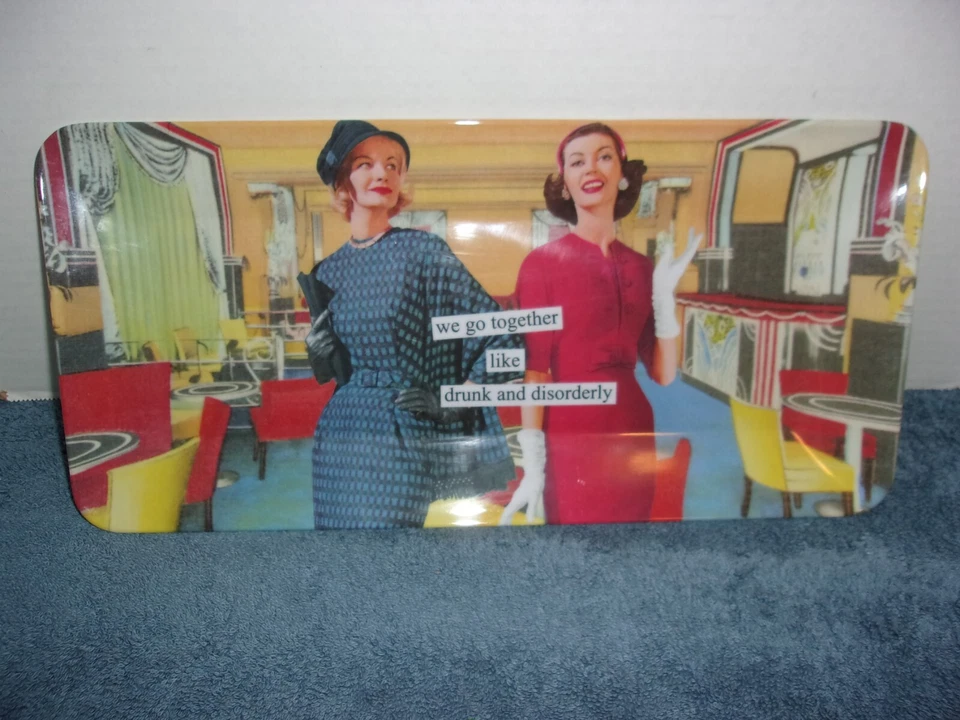 ANNE TAINTOR HUMOROUS MELAMINE SERVING TRAY 'DRUNK & DISORDERLY' 14" X 7" - Image 3 of 4