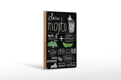 Holzschild Rezept 12x18 cm classic mojito white Rum Soda Deko Schild