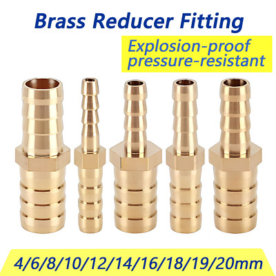 Metal Hose Joiner Barbed Brass Connector Reducer Fitting Air Fuel Water Oil Pipe