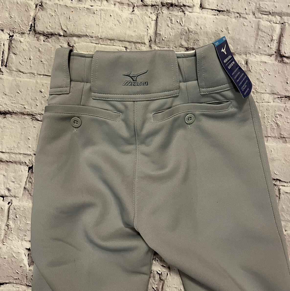 🔥Mizuno Youth Baseball Pants Mediu Gray Elastic Bottom Performance Plus