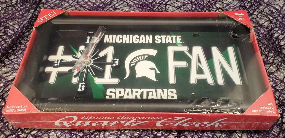 Michigan State Spartans NCAA # 1 Ventilador Cuarzo Placa Reloj Foto 3 de 3
