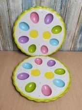 Pier 1 imports Set of 2 Easter Deviled Egg Platters Plates 11" Dishes