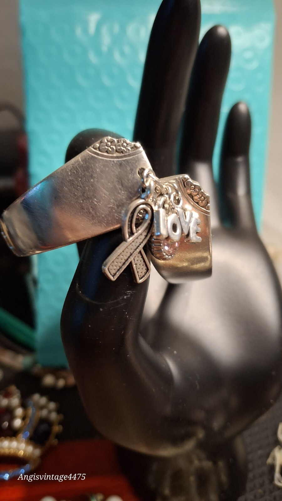 Sterling Silver Spoon End Bracelet Bangle Attache… - image 11