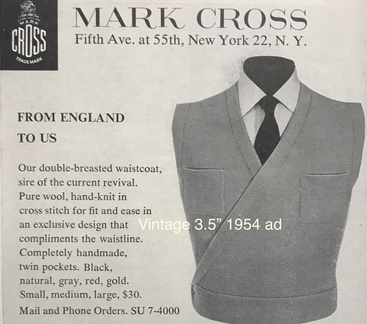 VTG Mark Cross Store PRINT AD 3.5