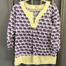 Hatley Purple elephant cotton tunic top size S