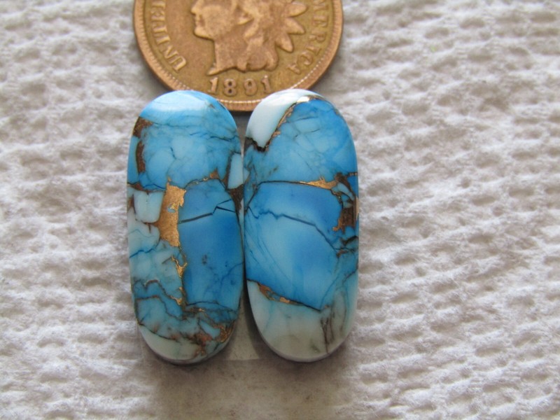 2 Blue Dahlia Cabs 26 carats Matching set Cabochons