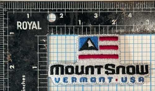 VINTAGE MOUNT SNOW VERMONT 3" IRON ON PATCH (WITH FLAG)
