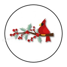 30 RED CARDINAL BIRD ENVELOPE SEALS LABELS STICKERS PARTY FAVORS 1.5" ROUND