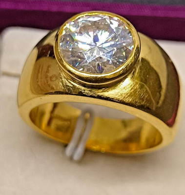 10MM Solitaire Moissanite 14K Gelb Vergoldeter Verlobungsring