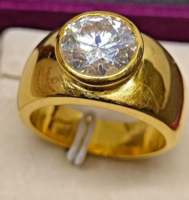 Bague De Fiançailles En Or Jaune Plaqué 14K Avec Solitaire Moissanite 10MM - Photo 1/4