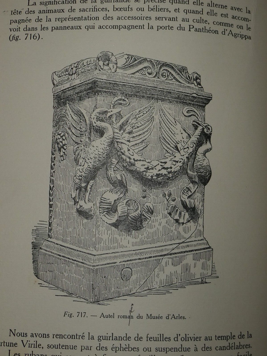 Dessin Original Signé Henri Laffillée - Autel Roman Du Musée D'Arles - Encre