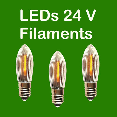 LED Filament Topkerze Topkerzen Spitzkerze Riffelkerze 24V 0, 2W Mengenauswahl