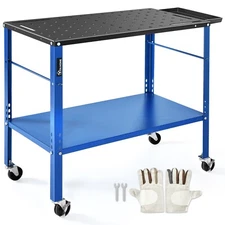 36'' x 18'' 1200lb Load Carbon Steel Workbench Welding Sawing Table Storage tray