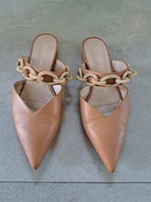 Stuart Weitzman Pantolette Gr.37 Leder Beige Damen