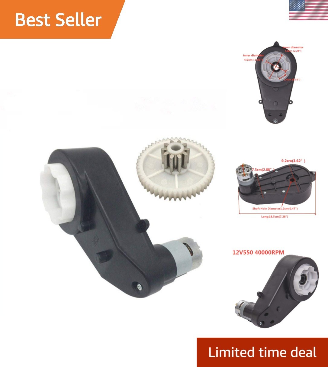 Lightweight 12V DC Motor & Gearbox