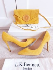 BNWT L.K Bennett Fern Yellow Suede Heels UK 5.5 & Matching New LK Bennett Bag