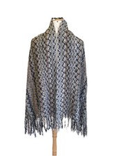 Missoni Foulard Knit Scarf Shawl Made in Italy Fringe Zigzag A122