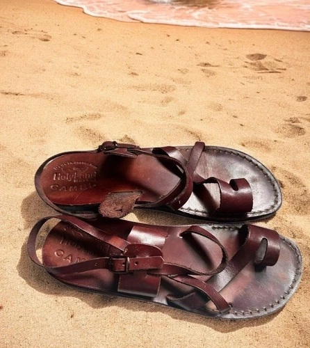 Brown Leather Sandal HolyLand Market Camel Jerusalem Israel Men SZ 45 US 11