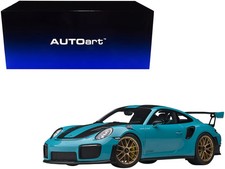 Porsche 911 (991.2) GT2 RS Weissach Package Miami Blue with Carbon Stripes 1/18